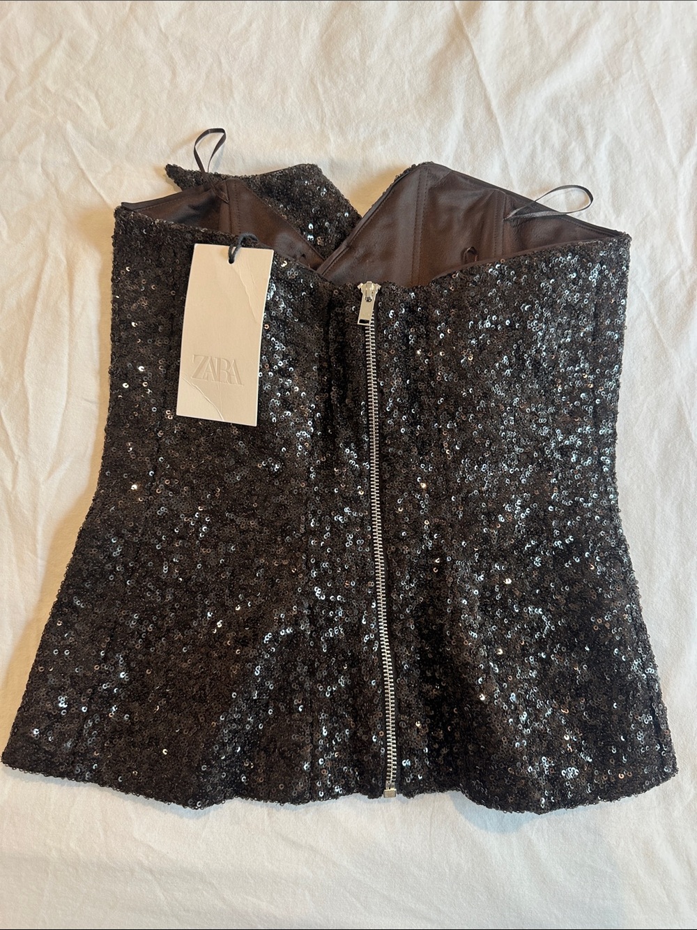 Zara Sequin Bustier Top Limited Edition ZW Collection Size S - Picture 8 of 9
